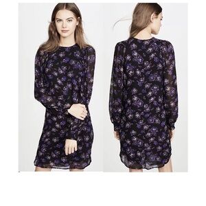 Ganni Georgette Flora balloon sleeve sheath dress size medium